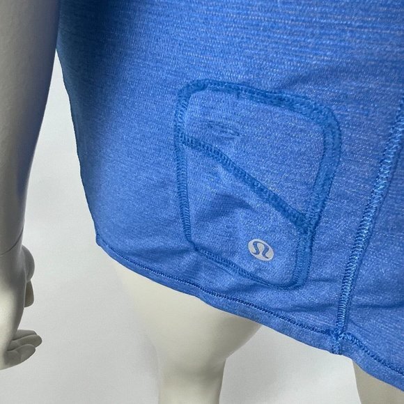 Lululemon Run Wild Short Sleeve Tech Women 10 EUC Stretch Ruffle Pocket Gum Run - Picture 10 of 11